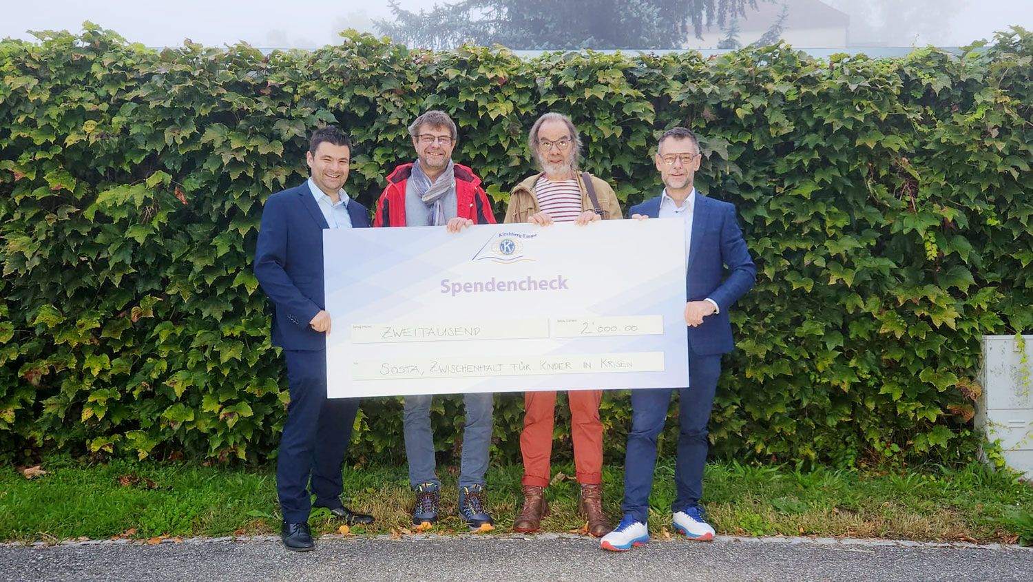 Samuel Meier, Kiwanis Kirchberg-Emme; Niklaus Wepfer, Kassier SOSTA; Hansruedi Waiz, SOSTA; Daniel Hürlimann, Kiwanis Kirchberg-Emme